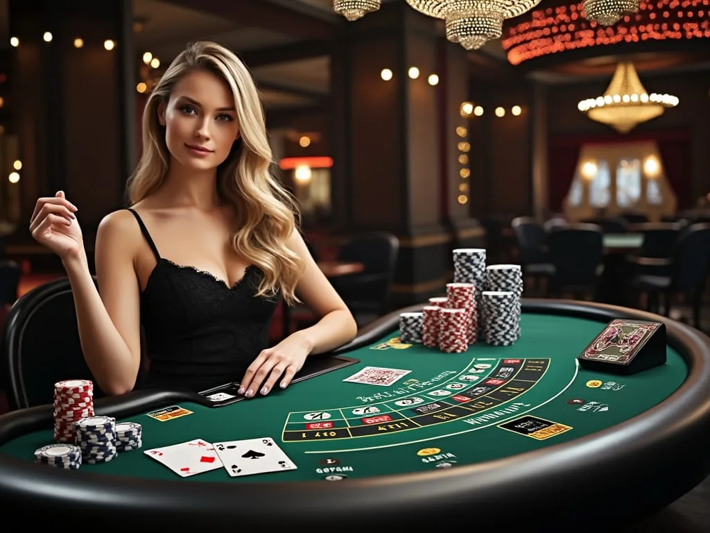 Tampilan meja kasino live dengan dealer di SR777